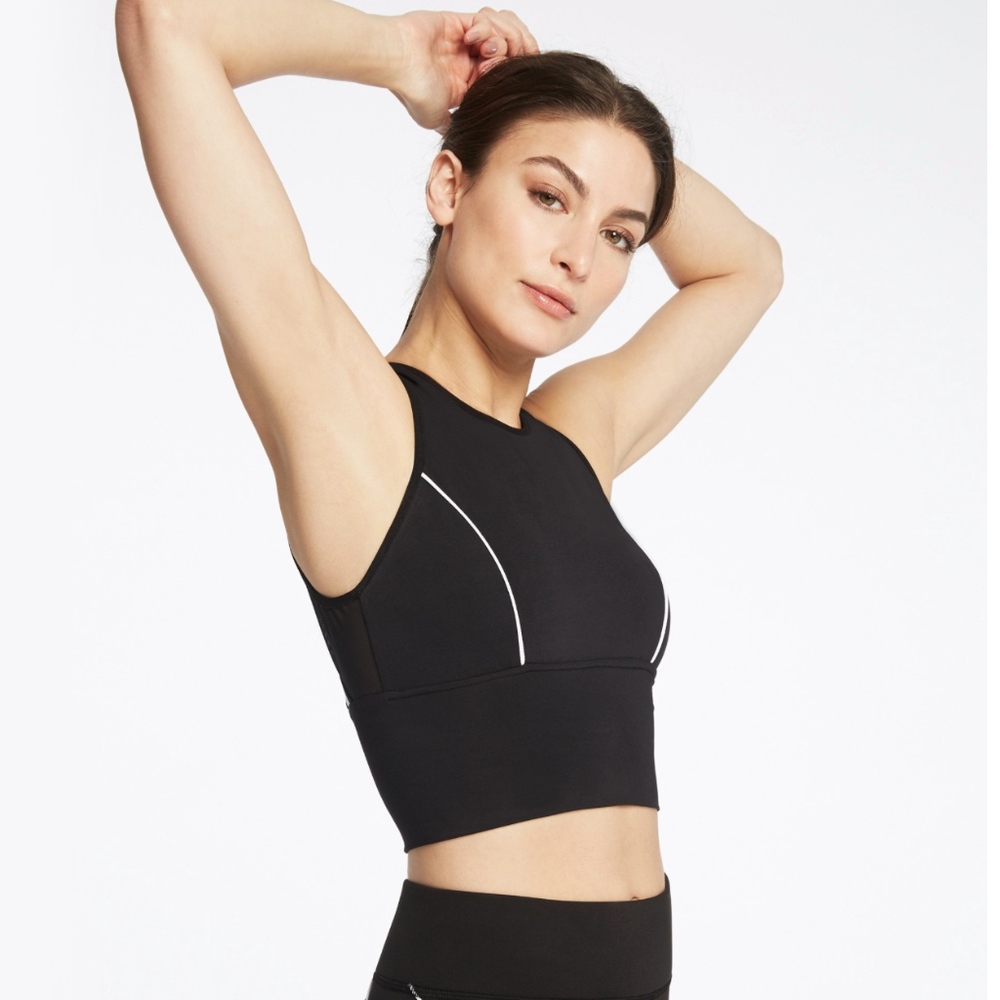 MICHI LINEAR CROP TOP - BLACK/WHITE